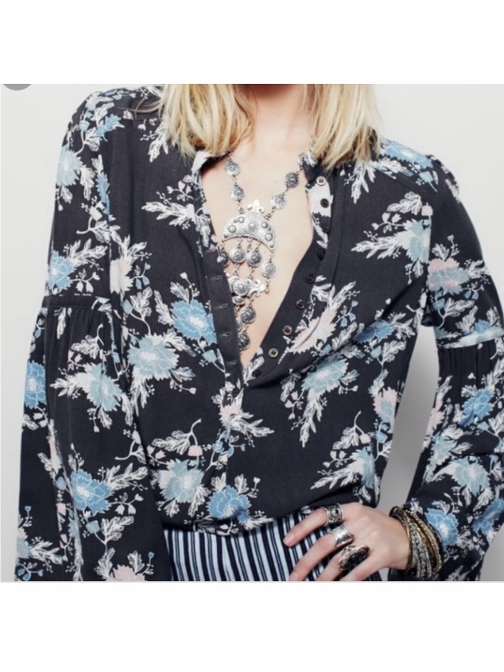 Free People Easy Girl Bell Sleeve Top